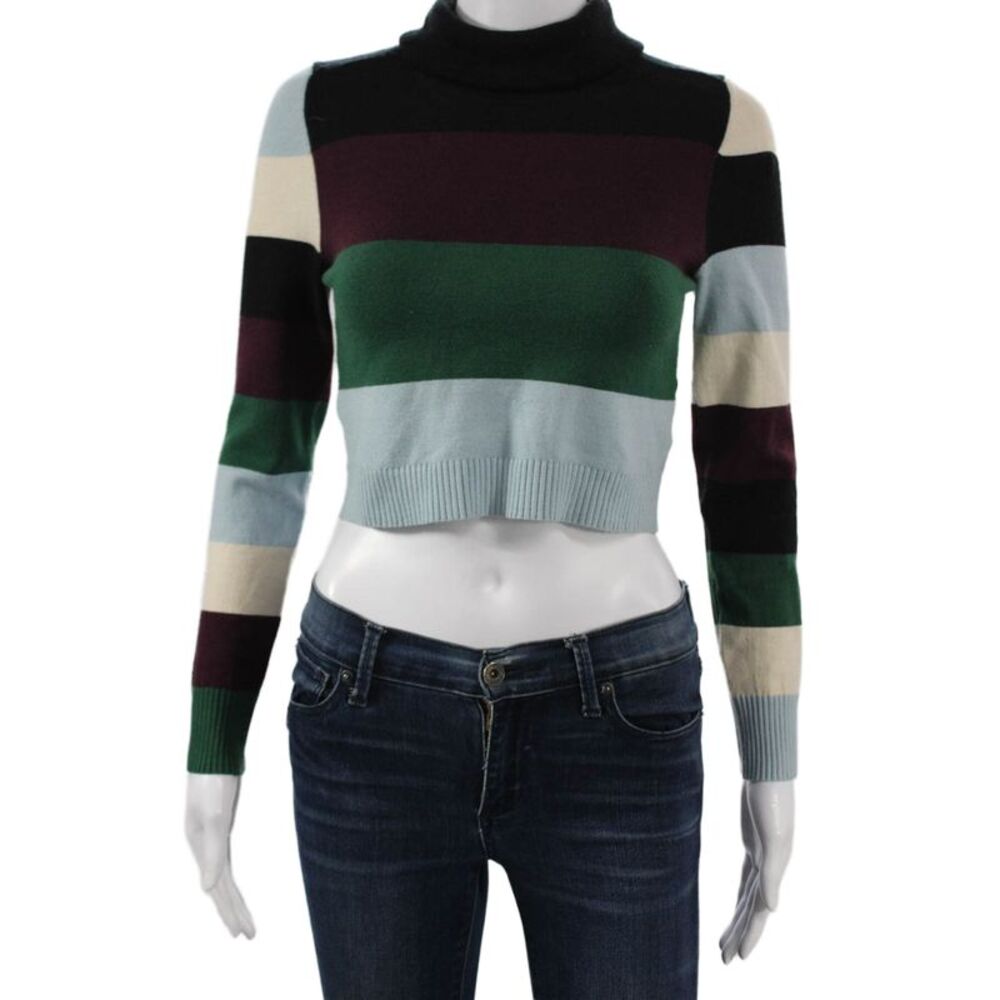 Joos Tricot Womens Pullover Turtleneck Striped Multicolor Merino Wool Size M - Picture 1 of 6
